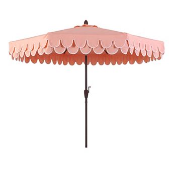 9ft Fringe Market Patio Umbrella Auto-tilt, Crank, Wind Vent Uv Protection