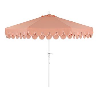 9ft Fringe Market Patio Umbrella Auto-tilt, Crank, Wind Vent Uv Protection