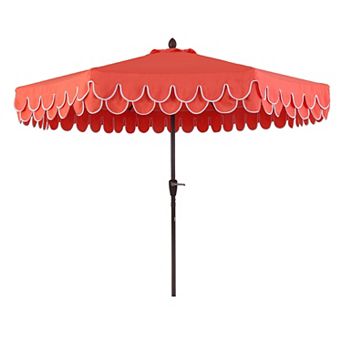 9ft Fringe Market Patio Umbrella Auto-tilt, Crank, Wind Vent Uv Protection