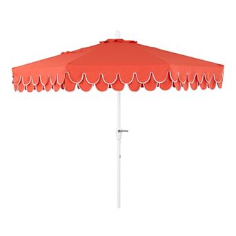 9ft Fringe Market Patio Umbrella Auto-tilt, Crank, Wind Vent Uv Protection