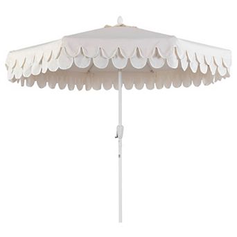 9ft Fringe Market Patio Umbrella Auto-tilt, Crank, Wind Vent Uv Protection