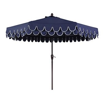 9ft Fringe Market Patio Umbrella Auto-tilt, Crank, Wind Vent Uv Protection
