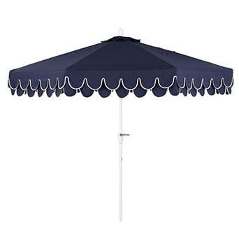 9ft Fringe Market Patio Umbrella Auto-tilt, Crank, Wind Vent Uv Protection