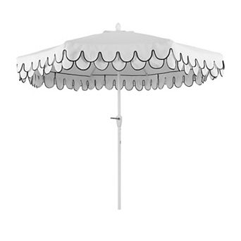 9ft Fringe Market Patio Umbrella Auto-tilt, Crank, Wind Vent Uv Protection