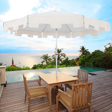 Baiona 9 Ft Market Patio Umbrella, Uv Protection, Auto-tilt, Crank, Wind Vent