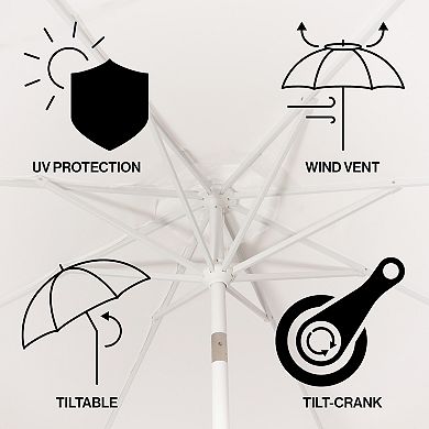 Baiona 9 Ft Market Patio Umbrella, Uv Protection, Auto-tilt, Crank, Wind Vent