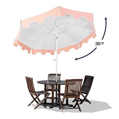 Baiona 9 Ft Market Patio Umbrella, Uv Protection, Auto-tilt, Crank, Wind Vent