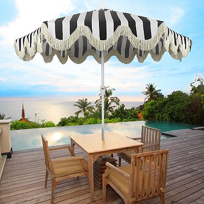 abba patio sunbrella patio umbrella Abba Patio 9ft Outdoor Patio Umbrella w/ Push Button Tilt and Crank, 8  Ribs, Yellow