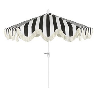 9ft Tassel Market Patio Umbrella Auto-tilt, Crank, Wind Vent Uv Protection