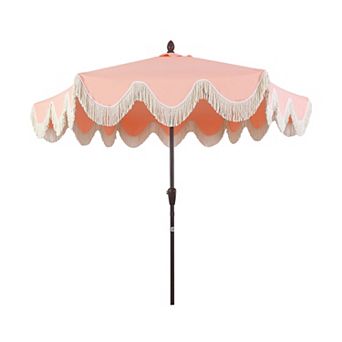 9ft Tassel Market Patio Umbrella Auto-tilt, Crank, Wind Vent Uv Protection