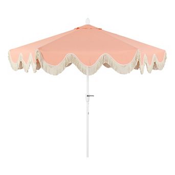 9ft Tassel Market Patio Umbrella Auto-tilt, Crank, Wind Vent Uv Protection