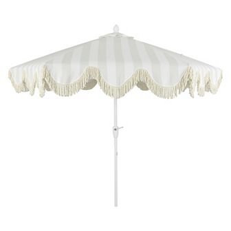 9ft Tassel Market Patio Umbrella Auto-tilt, Crank, Wind Vent Uv Protection