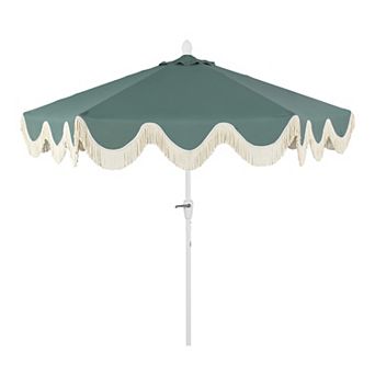 9ft Tassel Market Patio Umbrella Auto-tilt, Crank, Wind Vent Uv Protection