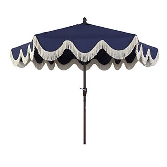 9ft Tassel Market Patio Umbrella Auto-tilt, Crank, Wind Vent Uv Protection