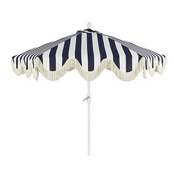 9ft Tassel Market Patio Umbrella Auto-tilt, Crank, Wind Vent Uv Protection