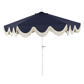 9ft Tassel Market Patio Umbrella Auto-tilt, Crank, Wind Vent Uv Protection
