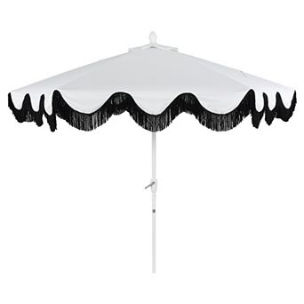 9ft Tassel Market Patio Umbrella Auto-tilt, Crank, Wind Vent Uv Protection