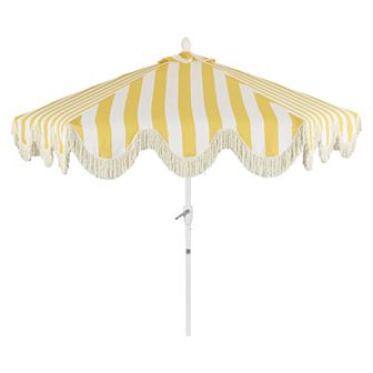 9ft Tassel Market Patio Umbrella Auto-tilt, Crank, Wind Vent Uv Protection