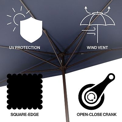 half patio umbrella rectangular Qidvol Rectangle Outdoor Half Umbrellas with Base for Balcony, Table, Garden, Deck, Porch, Canopy 6ft/8ft, Height Adjustable (Color : Red, Size : Large) : Patio, Lawn & Market umbrella with crank Canopy Diameter Pure Garden 9-ft. Half Easy