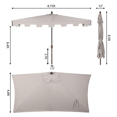 9ft Rectangular Half Market Patio Umbrella Crank, Wind Vent Uv Protection