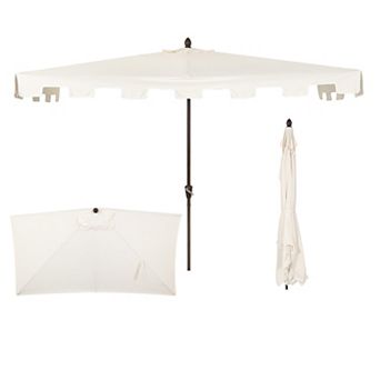 9ft Rectangular Half Market Patio Umbrella Crank, Wind Vent Uv Protection