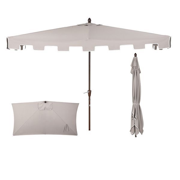 kohls navy and white 9-foot patio umbrella SAFAVIEH Outdoor - Vienna Double-Top - & Canopy - Brown Aluminum Pole - Scalloped Striped Vented Design the healing waters of an infamous health spa in Germanys village of Baden Baden inspired this fashionable outdoor umbrella Blue Patio Umbrellas | Kohl's