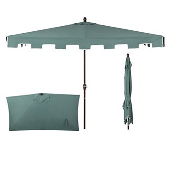 9ft Rectangular Half Market Patio Umbrella Crank, Wind Vent Uv Protection