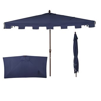 9ft Rectangular Half Market Patio Umbrella Crank, Wind Vent Uv Protection