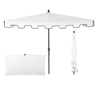 9ft Rectangular Half Market Patio Umbrella Crank, Wind Vent Uv Protection