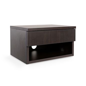 Celerie Mid-century Modern Floating Wall Mounted Nightstand, Soft-close Rattan Drawer And Cable Hole
