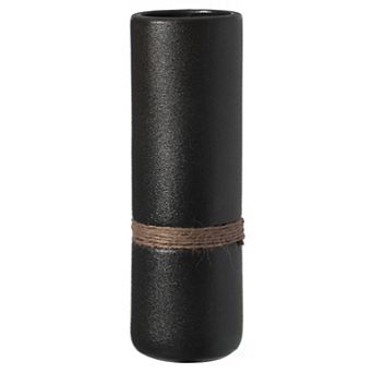 White Decorative Modern Ceramic Cylinder Shape Table Vase Flower Holder with Rope - Large