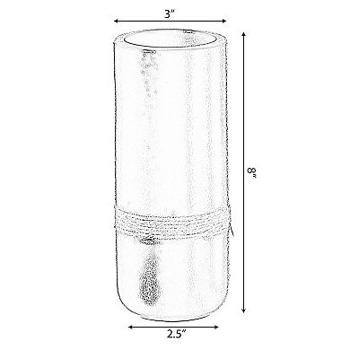 White Decorative Modern Ceramic Cylinder Shape Table Vase Flower Holder with Rope - Small
