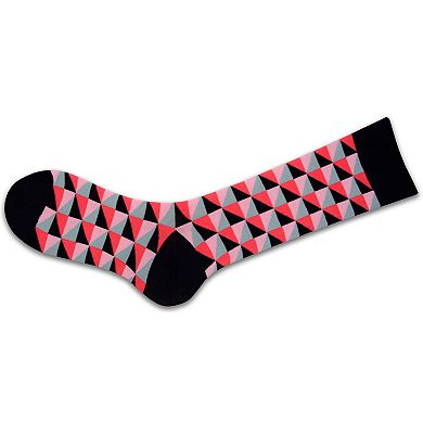 Men Crew Cotton 2 Pr. Pack Socks, Triangle Pattern Colorful