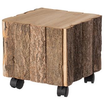 Accent Decorative Wooden Square Stump Stool