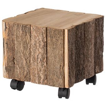 Accent Decorative Wooden Square Stump Stool