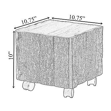 Accent Decorative Wooden Square Stump Stool