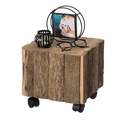 Accent Decorative Wooden Square Stump Stool