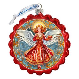 Angel With Love Wreath Glass Ornament By G. Debrekht