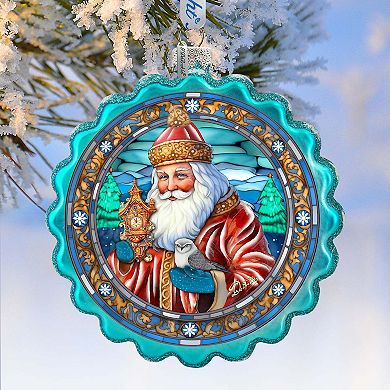 Forest Christmas Wreath Glass Ornament By G. Debrekht