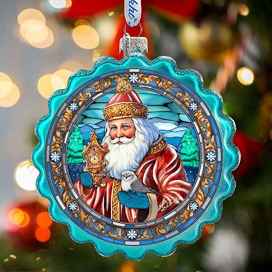 Forest Christmas Wreath Glass Ornament By G. Debrekht