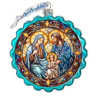 Family Love Classic Nativity Wreath Glass Ornament By G. Debrekht
