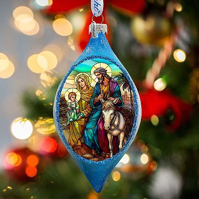Holy Family Drop Glass Ornament By G. Debrekht