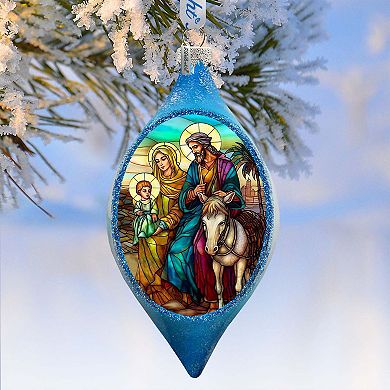 Holy Family Drop Glass Ornament By G. Debrekht