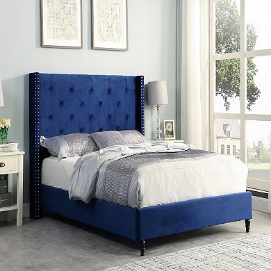 Best Master Furniture Valentina Velvet Wingback Platform Bed