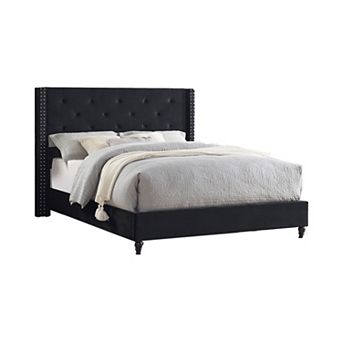 Best Master Furniture Valentina Velvet Wingback Platform Bed