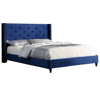 Best Master Furniture Valentina Velvet Wingback Platform Bed