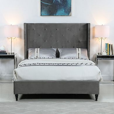 Best Master Furniture Valentina Velvet Platform Bed