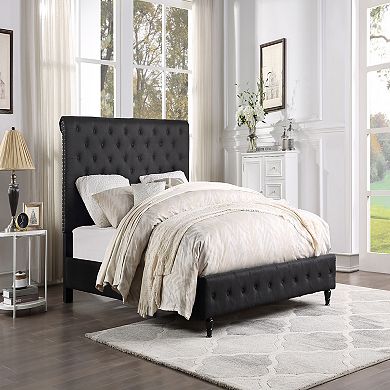 Best Master Furniture Ashley Tufted Transitional Linen Fabric Bed