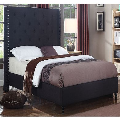 Best Master Furniture Valentina Linen Fabric Upholstered Wingback Platform Bed