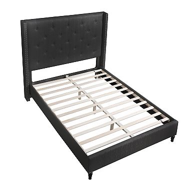 Best Master Furniture Valentina Linen Fabric Upholstered Wingback Platform Bed